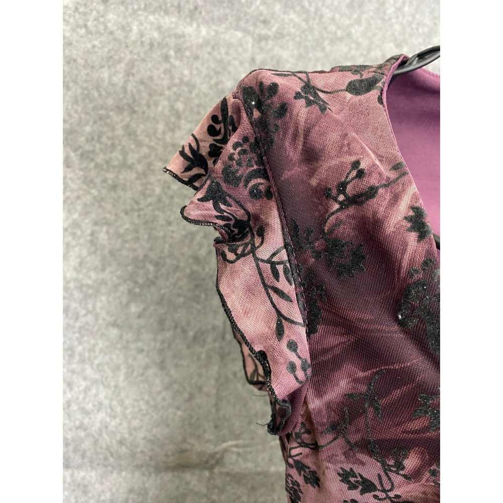 Y2K Speechless Pink Black Floral Dress Velvet Bow Goth Fairycore 90s Revival S - Picture 6 of 12
